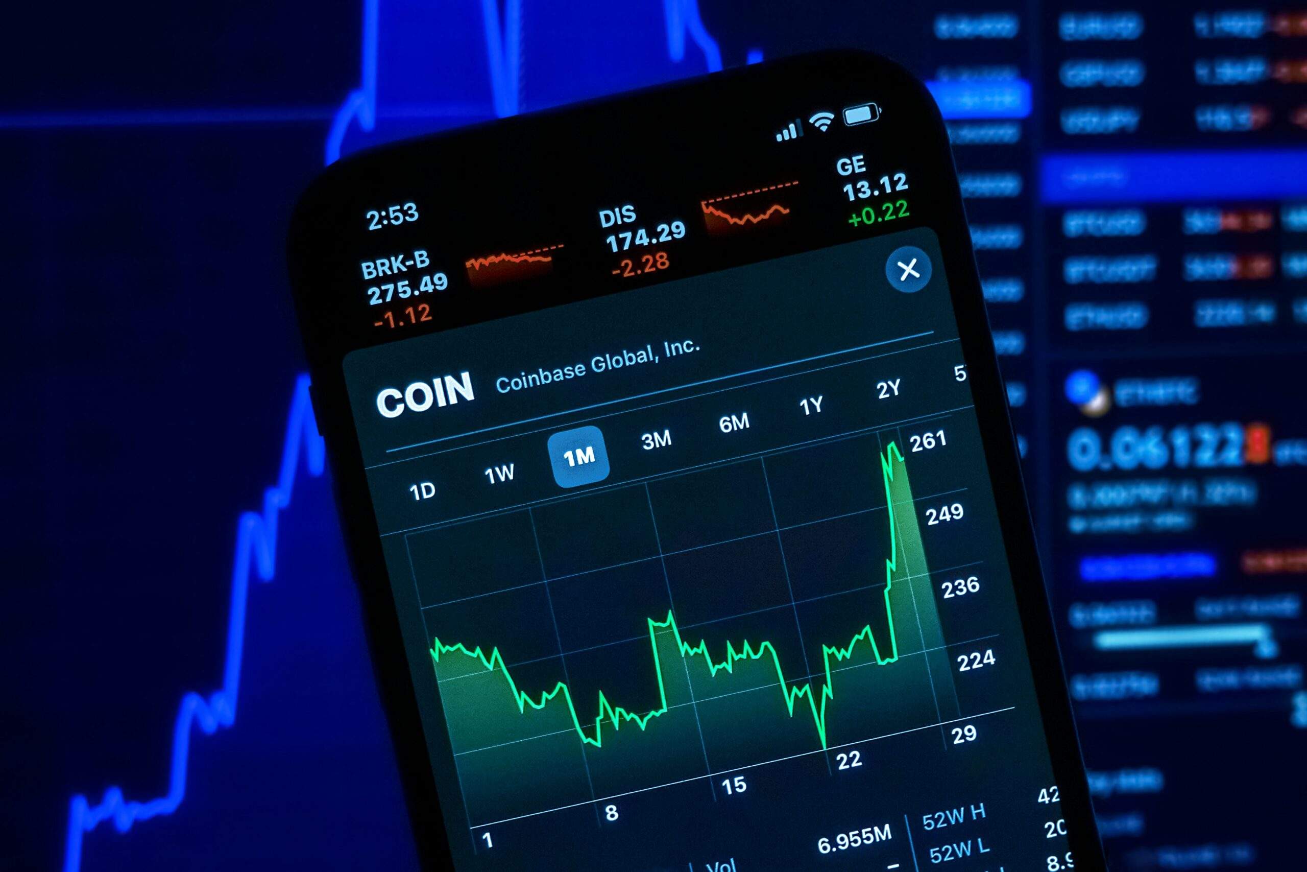 Phone showing market value of cryptocurrency